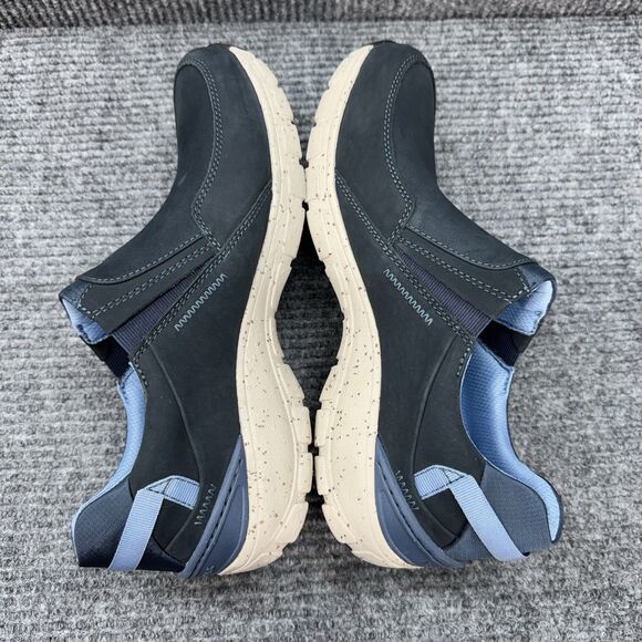 Clarks Wave Plateau Slip On Shoes Womens 11W Wide Navy Blue Nubuck Waterproof - Picture 7 of 10